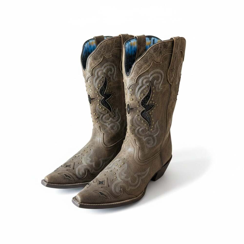 Laredo Women's Lucretia Studded Snake Inlay Western Boots - Snip Toe